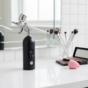 Square LED Display Airbrush 35PSI Boost 3 Adjustable Pressure Settings 0.2-0.6mm Nozzle Eco-Friendly Gravity