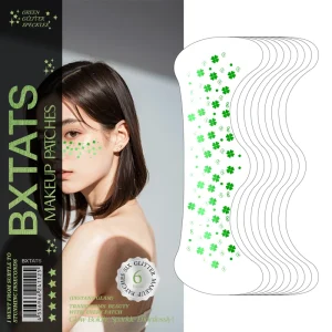 St Patricks Day Sparkling Gold Foil Green Face Tattoo Stickers for Party Parade Celebration