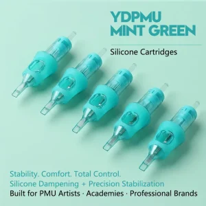 MINT GREEN PMU Cartridge Needles Silicone Grip Low Vibration for Professional Artists