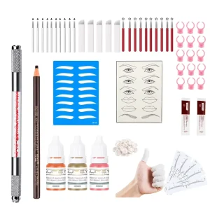 Stainless Steel Complete PMU Starter Kit with Tattoo Pen for Permanent Makeup and Microblading Easy Operation