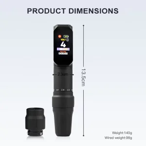 Stainless Steel Electric Tattoo Gun Hollow Cup Motor Rechargeable 2000mAh Battery Adjustable Stroke 2.0-3.5mm 12000 RPM