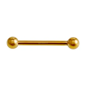Stainless Steel Gauge Jeweled Straight Nipple Ring Gold Plain Ball Tongue Barbell