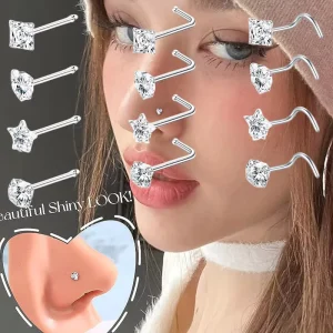 Stainless Steel Jewelled Nose Screw with CZ Piercing Jewelry for Women