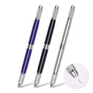 Stainless Steel Microblading Acrylic Pen Permanent Makeup Machines for Eyebrow Dermographic Tattoo Supplies for Flat/Round Use