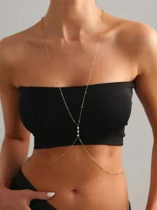 Stainless Steel Neck-Linked Waist Pearl Bead Body Chain