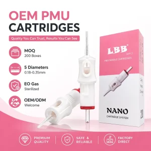 Stainless Steel Tattoo Cartridge Needles PMU Microblading Eyebrow Lip Nano 1RL Disposable Sterilized