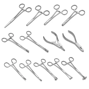 Stainless Steel Tattoo Piercing Tools Kits Ear Tongue Labret Belly Nose Locking Tool Lip Navel Belly Body Jewelry Needle Clamp