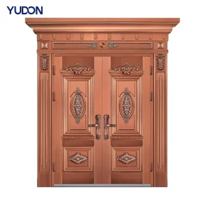 Steel Copper Entry Front Door with Retractable Screen Modern Design Fire Prevention Bug Proof for Villa & Outdoor Use