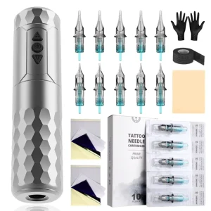 Steel Wireless Tattoo Machine Kit Complete Set Battery Cordless Tattoo Pen All in One System Cross Border Tattoo Set