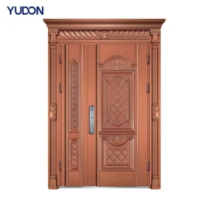 Steel and Copper Door Modern Style Security Door Front Entrance Anti Theft and Fire Rated Main Door for Residence