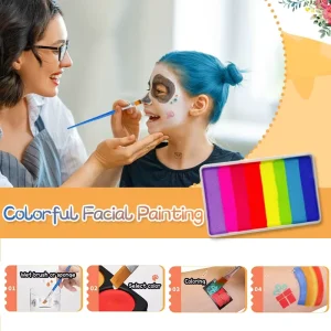 Stencils Kids Set Brush Non Toxic DIY Drawing Face Color Make Up Face Paint Rainbow Painting Cake