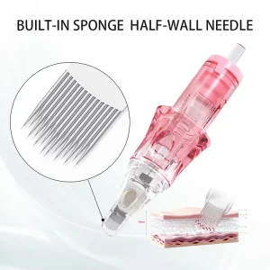 Sterile Silicone U14 PMU Needle Microblading Tattoo Needles Cartridge with Innovative Sponge Reservoir Tip