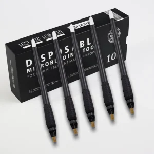 Sterilized Permanent Makeup Eyebrow Tattoo Tools 0.18mm Disposable Microblading Pen with 304 U Blades for Hair Strokes