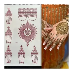 Sticker Fashion Tattoo Stickers Cartoon Girl Gold Red Temporary Henna Eco friendly Non Toxic 150x210mm