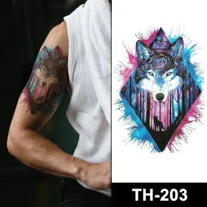 Stock Cool Designs Waterproof Body Art Shoulder Leg Neck Half Arm Temporary Color & Black Ink Tattoo Sticker
