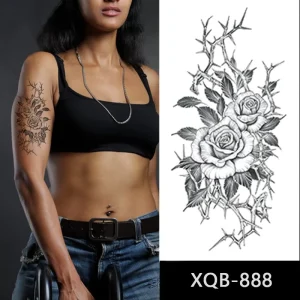 Stock Different Body Art Designs Tattoo Sticker Long Lasting Waterproof Tattoo Sticker Colorful Flower Tattoo Sticker for Women