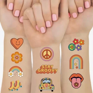 Stock Groovy 70’s Tattoo Stickers for Adults and Kids