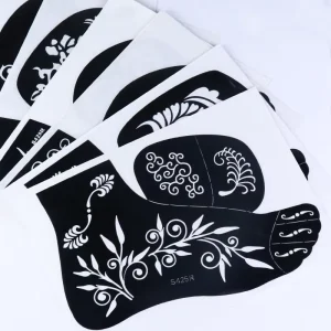 Stock Reusable Temporary Henna Tattoo Stencil Sexy Finger Hand Feet Design for Women Girls Brown Red Maroon India Body Art