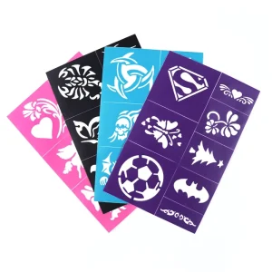 Stock Self-adhesive Reusable PVC Tattoo Stencil Set 4pcs 4 Colors Opp Bag Body Art Sticker