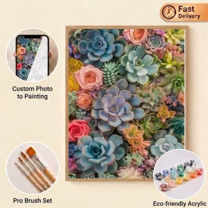 Succulent Landscape DIY Gift Home Decor Custom Paint by Numbers Kits for Adults