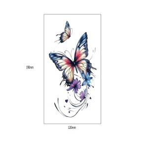Suit Waterproof Temporary Tattoo Colorful Flowers Tattoos Butterfly Half Arm Tattoo Sticker