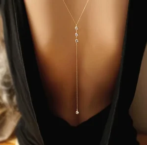 Summer Bikini Beach Sexy Y-Shape Body Jewelry for Women Long Zircon Golden Tassel Belly Chain Stainless Steel for Parties