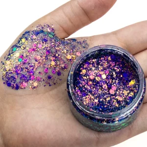 Super Bright Duo Chrome Chunky Glitter Gel Washable Chameleon Body Face Cream Makeup Waterproof High Pigment Vegan