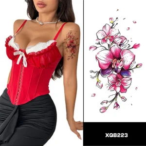 Supply Bulk Temporary Tattoo Waterproof Colorful Black Check and Half Arm Tattoo for Women