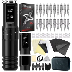 T1 2.0 4.2mm Adjustable Stroke Professional Wireless Tattoo Pen Machine Complete Full Kit with 20pc Tattoo Cartridge Needle