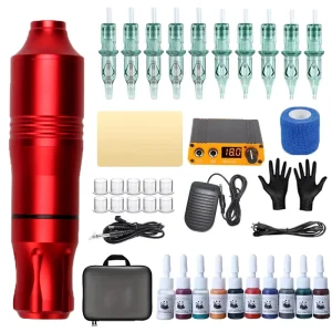 TBP5mini Stainless Steel Tattoo Machine Kit Rotary Power Supply Cartridges