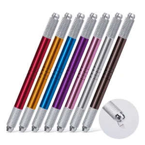 TP007 Manual Dual-head Permanent Eyebrow Tattoo Gun Eyebrows Disposable Microblading Pen 7 Colors for Commercial & Home Use