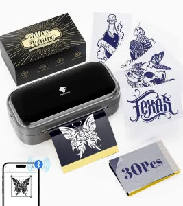 TP31 Tattoo Stencil Printer Mini Tattoo Printer with 30pcs Transfer Paper Blue Tooth for Tattoo Beginners