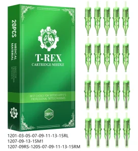 TREX FINEST Green 20pcs 0.35mm 1RL 3RL 5RL 7RL 14RL RL Round Liner Cartridges 5RM 7RM 9RM 15RM RM Curved Magnum Tattoo Needles