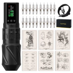 TREX V1 1600mAh 2.0-4.2mm Adjustable Stroke Professional Wireless Tattoo Gun Machine Kit Set for Beginners Body Art