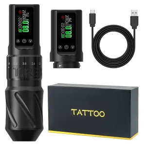 TREX V1 Adjustable Stroke Professional Wireless Tattoo Pen Gun Machine with Double Battery for Beginners Body Art
