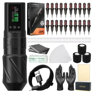TREX V1s 3.5mm Stroke Electric Tattoo Gun Set Professional Wireless Tattoo Machine Pen Full Complete Kit Set for Beginners