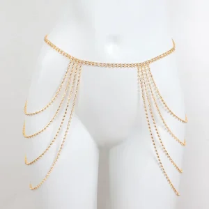 Tassel Fashion Jewelry Body Chain Gold Rhinestone Stainless Steel Waist Body Chains High Quality