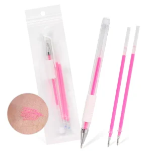 Tattoo Embroidery Marker Set 3 Piece Skin Marking Pens Precise Line Drawing White & Pink Ink