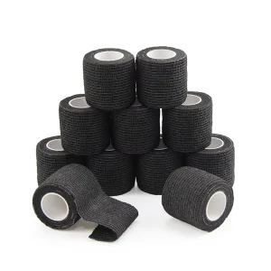 Tattoo Grip Cover Wrap 2 Inch 5 Yards Black Disposable Cohesive Tattoo Grip Tape Wrap Elastic Bandage