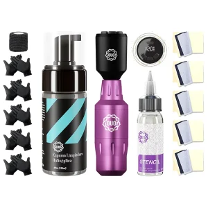 Tattoo Kit with Battery, Gloves, Transfer Paper and Gel and Tape
