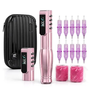 Tattoo Machine Eyebrows Kit Eyeliner Lips Professional Permanent Makeup Adjustable Stroke 10pcs Needles 2pcs Bandages