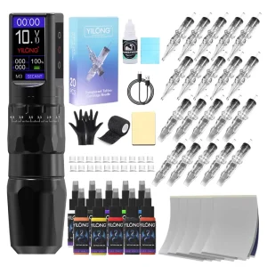 Tattoo Machine Kit Adjustable Tattoo Pen Set for Beginners Practice Permanent Feature