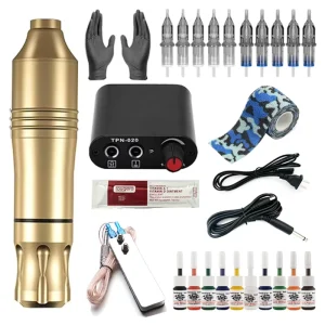 Tattoo Machine Kit Basic Set Practice Tools Rotary Pen Power Supply Needle Inks Supplies