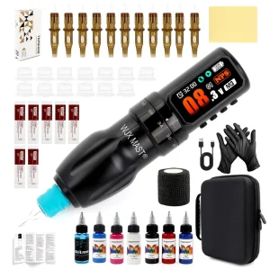 Tattoo Machine Kit Tattoo Gun Cartridge Needles Permanent Make up Tattoo Pen Kit for Beginners