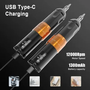 Tattoo Machine Pen Disposable Adjustable Stroke 2.7-4.5 Alloy Lithium Battery Rechargeable Wireless Rotary Kit 12000 RPM for