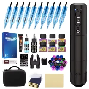 Tattoo Machine Pen Set Full Complete Wireless Tattoo Gun Kit With Quality Bag and Cartridge Needles