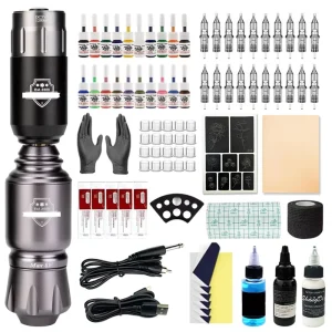 Tattoo Machine Pen Set Wireless Beginner Practice Kits Stencil Full Complete Kit Gun Supplies Ink Cartridge