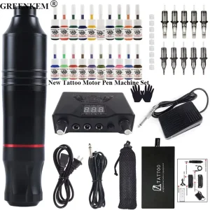 Tattoo Motor Pen Machine Set Black Pink Beauty Tools Tattoo Equipment Set Student Practice Tattoo Pen Kit
