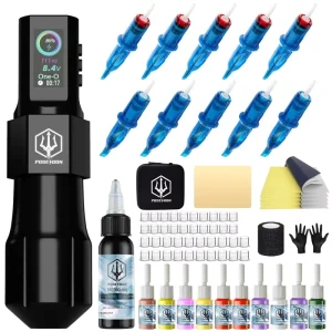 Tattoo Pen Kit Adjustable Stroke with Complete Accessories Permanent Makeup Eyebrow Eyeliner Body Art Tattoo Ink Micro Pigment