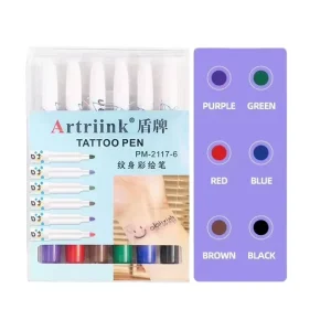 Tattoo Pen Kit Water-Based Ink 12 Colors Temporary Glitter & Matte Neon Glow Body Markers Removable Tattoo Marker Set for Paper
